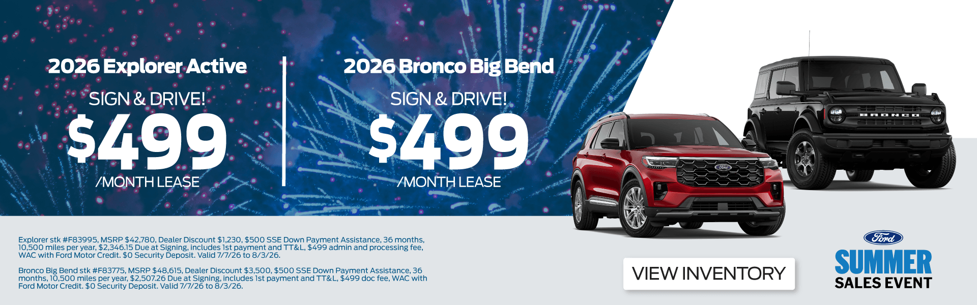 Lease a new Explorer Active or Bronco Big Bend